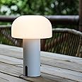 WEILAILUX Cordless Mushroom Table Lamp, Waterproof Shower Lamp, Battery Operated Table Lamp Rechargeable, Touch Dimmable Night Light for Bedroom/Patio/Camping/Dinning/Outdoor (White)