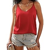 Ekouaer Womens 2-Pack Silk Satin Camisole Tank Top V Neck Sexy Cross Back Spaghetti Strap Cami Sleeveless Lounge Tops S-XXL