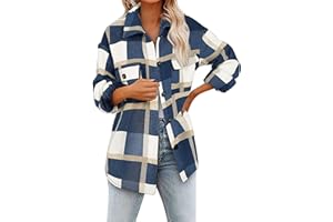 JMMSlmax Flannel Jacket for Women Trendy Womens Casual Plaid Shacket Button Down Long Sleeve Jacket Flannel Shirts Boyfriend