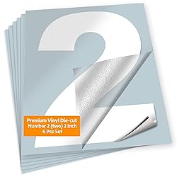 iSYFIX White Vinyl Number 2 (two) Stickers - 6 Pack
