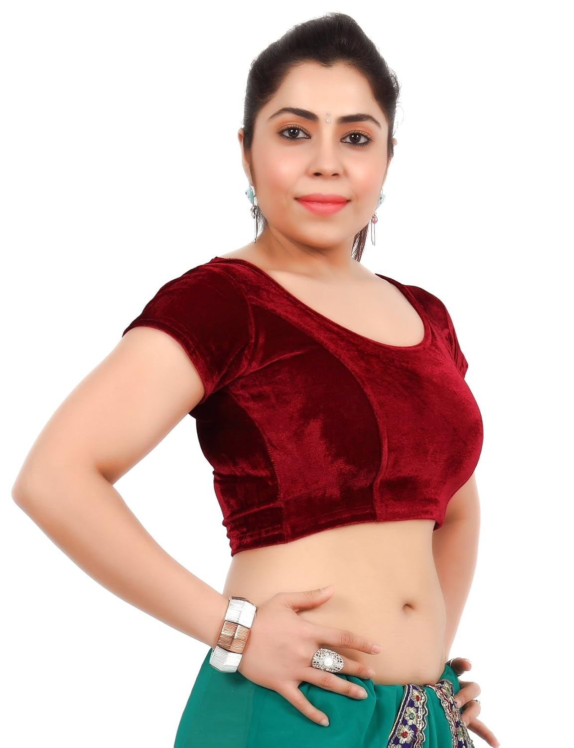 louis fashion velvet fabric women blouse (2074-bl-maroon01)