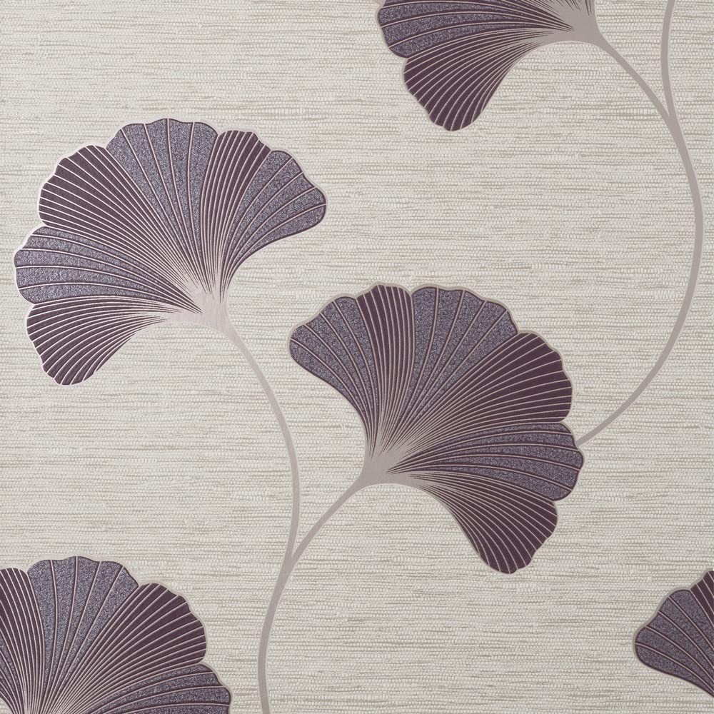 Fine Decor Miya Ginkgo SIDEWALL Plum