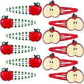 Norme 12 Pcs Cute Apple Hair Clips Red Apple Bow Slice Hair Barrettes Fruit Snap Clips Fruit Ribbon Bow Kawaii Cartoon Stylish Head Pins Accessories for Girl Women