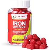 Iron Supplement for Kids and Adults - Iron Bisglycinate Gummies 25mg with Liposomal VIT C - Chelated Iron Supplement for Women and Men - 60 Gummies, 1 Month Supply