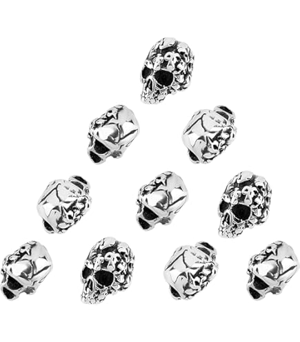 Amazon.com: QTMY 4mm Hole Macroporous Skull Metal Spacer Beads for