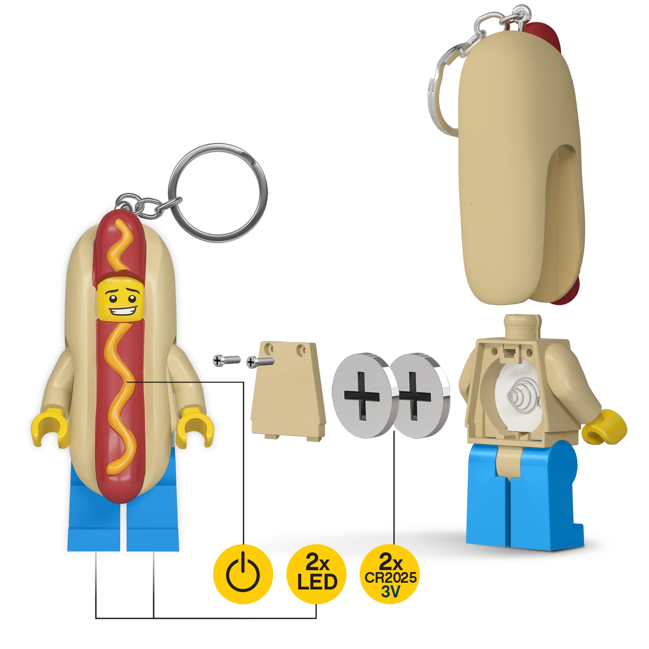 LEGO Minifigures Large 3 Inch Tall Figure Keychain Light - Hot Dog Man (KE119H)