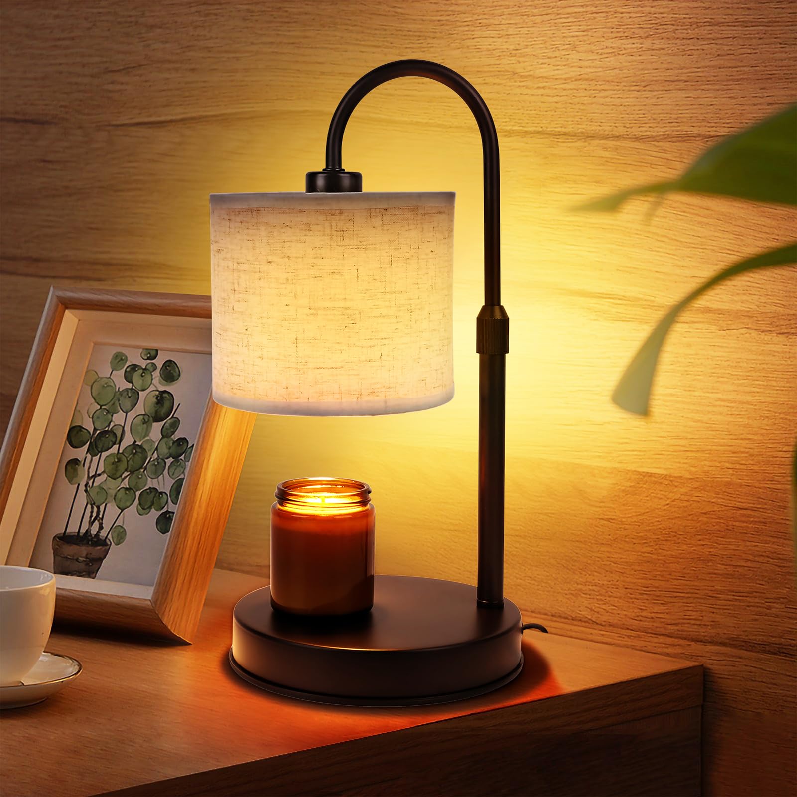 Photo 1 of Ranjioer Dimmable Candle Warmer Lamp?Fragrance Candle Lamp Warmer with Timmer and Adjustable Pole,Candle Warmer with 2 * 50W GU10 Bulbs for Scented Candles,Home Decor Christmas Warming Gift(Linen)