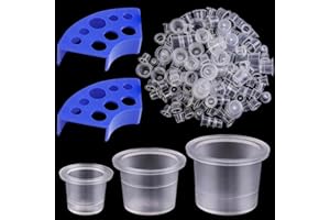 FULASITEU 400pcs Tattoo Ink Caps Kit with 2 Cups Holders Disposable 3 Sizes Tattoo Ink Cups for Tattoo Permanent Makeup Container Tattoo Supplies