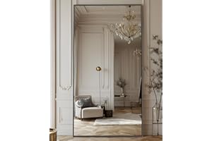 Antok Full Length Mirror, 78"x38" Oversized Floor Mirror Freestanding, Full Body Mirror Floor Standing Mirror with Stand, Hanging Mounted Mirror for Living Room Cloakroom,Black,Rect Style