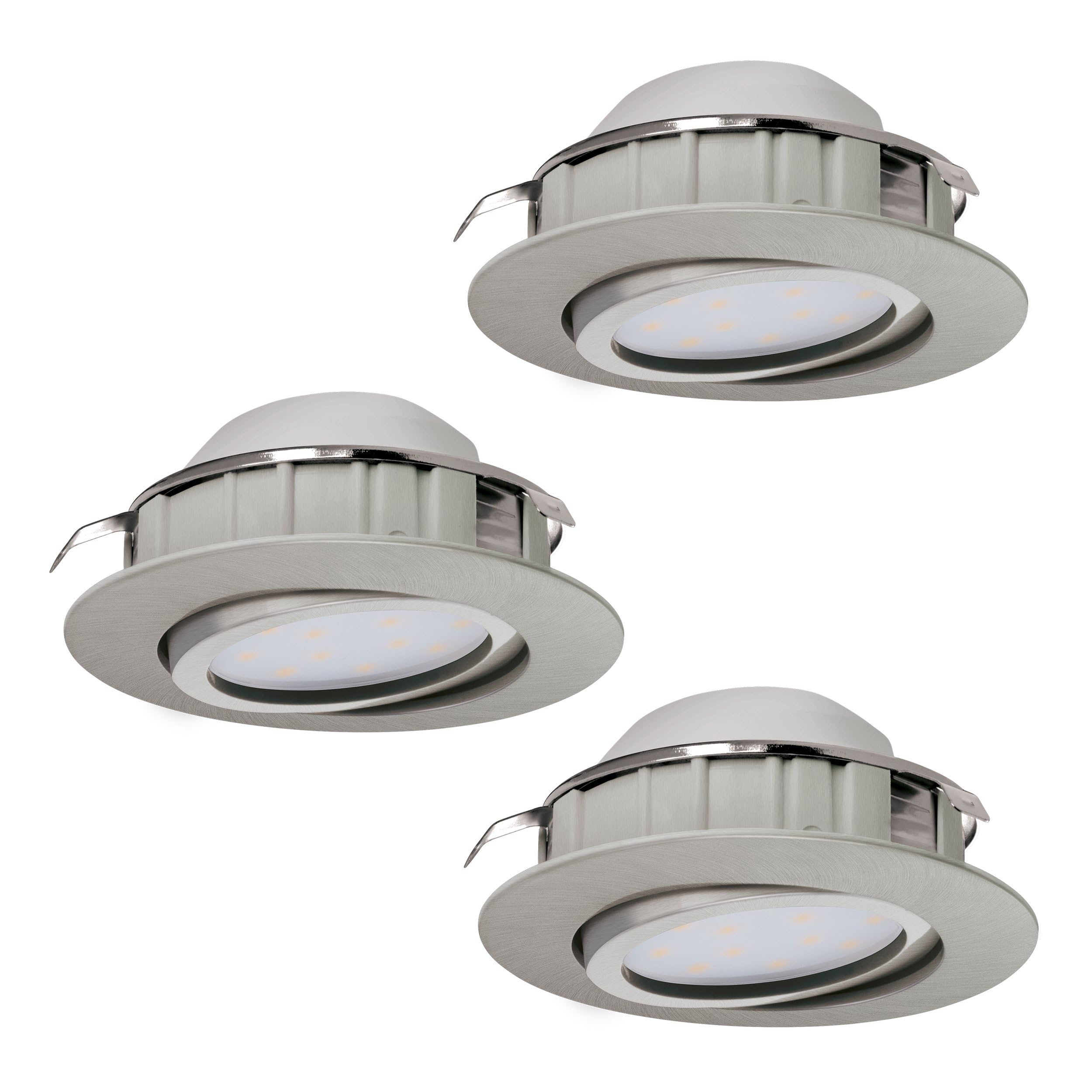 EGLO LED Recessed Ceiling Light, Fest verbaut, 6 W, Matte Nickel