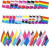 CCINEE 56Pack Mini Progress Rainbow Pride Stick Flag Set Small Hand Held LGBTQ Pansexual Bisexual Trans Lesbian Flags for LGBT Parades Mardi Gras Rainbow Party Supplies,8.3 x 5.5 inch