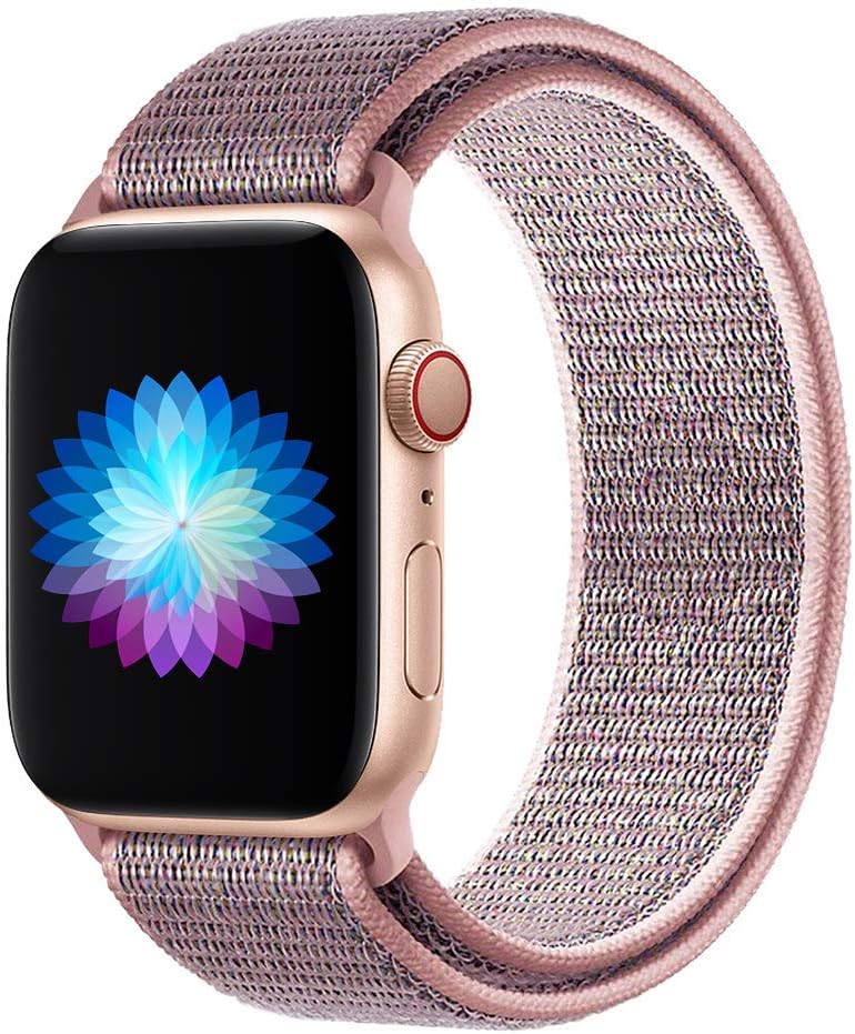 Bracelet Wristband Compatible with Smart Watch Band 38mm 40mm 42mm 44mm Soft Nylon Replacement for Smart Watch Series 4 3 2 1 (Pink Sand, 42/44mm)