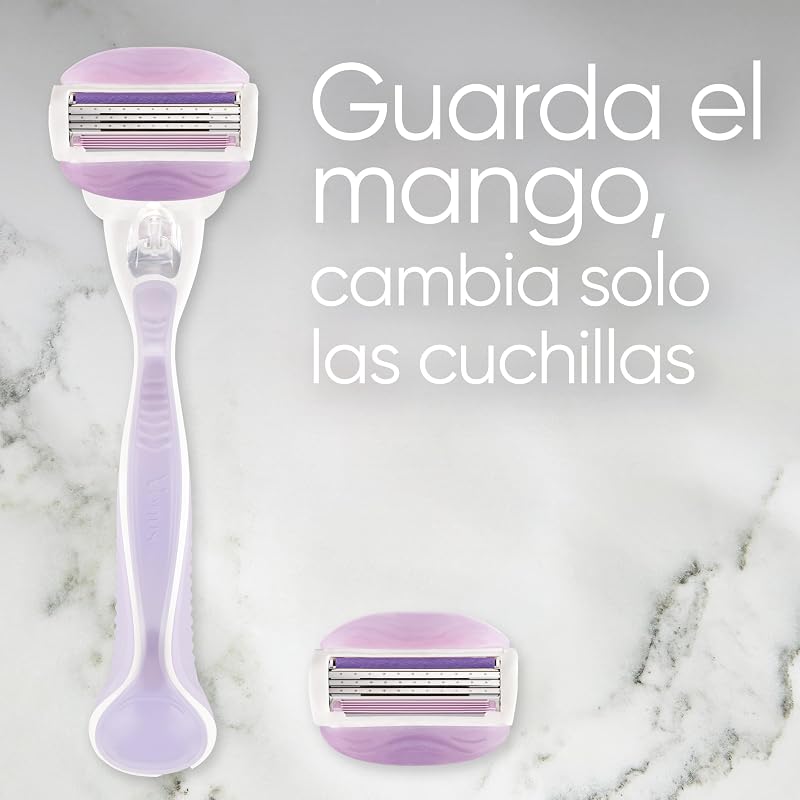 Aparador de remoção de pêlos feminino gillette venus comfortglide breeze + 2 lâminas de reposição, 3 recargas venus para remoção de pêlos suave, rente e duradoura (a embalagem pode variar)