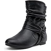 Vepose Women's Slouch Ankle Flat Boots Fashion Short Low Heel Zipper 939A Booties