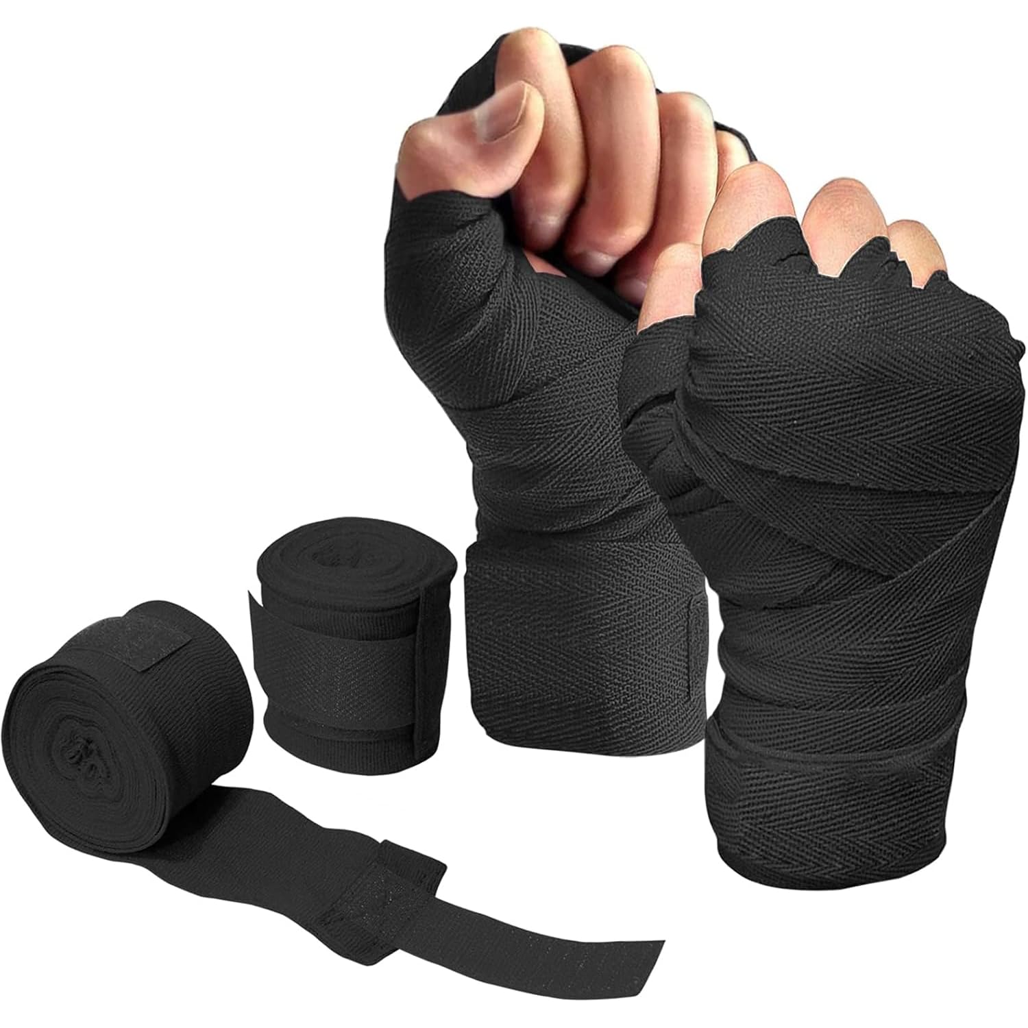 YNR MMA Boxing Hand Wraps - Inner Gloves, Short Boxing Bandages for Men, Women & Kids, Wrist Support Straps, Kickboxing Gym Wraps, Boxing & Glove Wraps | (Black)