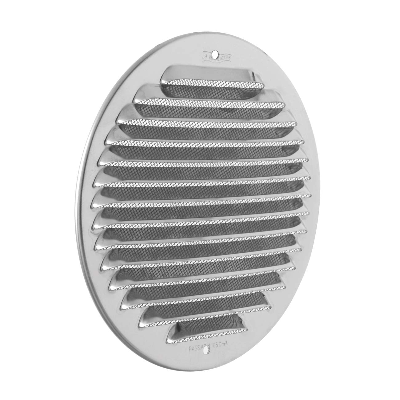 La Ventilazione GINT160R Round Ventilation Grille Made of Steel for Overlapping with Anti-Sealing net, Acciaio INOX 430, ø 175 mm