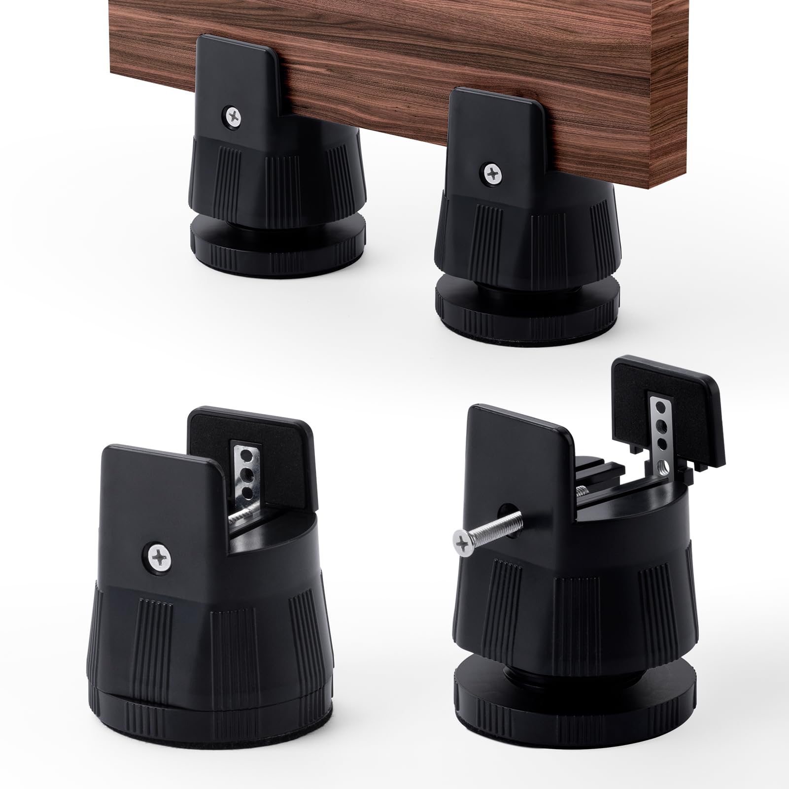 INOVASHON Furniture Risers with Screw Clamp, Desk Riser Blocks with Height Adjustable 2.4-3.1'', Bed Risers Fit Square/Round Chair Leg Diameter 0.3-1.9'', Chair Raisers Extenders for Sofa