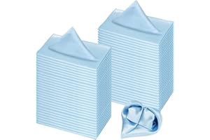 72 Pack Baby Blue Satin Napkins, 20 x 20 Inch Large Square Table Napkins Bulk, Premium Silky & Wrinkle Resistant Cloth Napkin