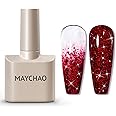 MAYCHAO Glitter Gel Nail Polish, 15ML Fiery Red Glitter Gel Polish Soak Off UV LED Needed for Nail Art Starter Manicure Salon DIY at Home, 0.5 OZ