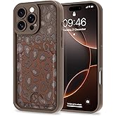 MZELQ Compatible with iPhone 16 Pro Max Case Silicone Card Holder, Cute Pattern Leopard Cheetah Cover for Girls Women -Brown