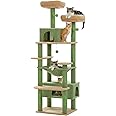 PAWZ Road Large 72 Inches Cat Tree and Tower for Indoor Cats - with Sisal-Covered Scratching Posts, Padded Perches, Condos, and Basket - Green