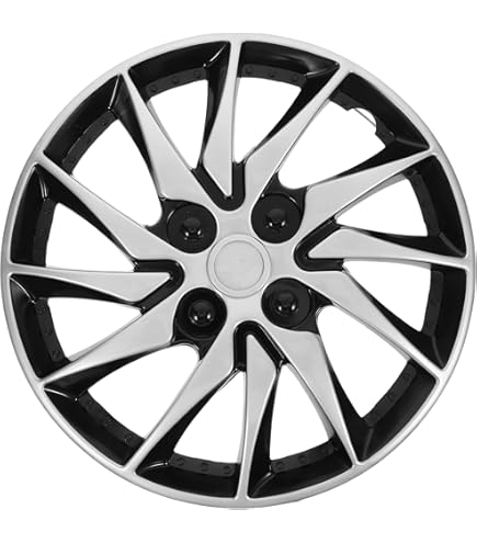 thumbnail image 2 of CCI Wheel Covers 14 Inch 10-Spoke Design - Gloss Black & Silver Universal Fit Hubcaps Set Of 4 2 of 12