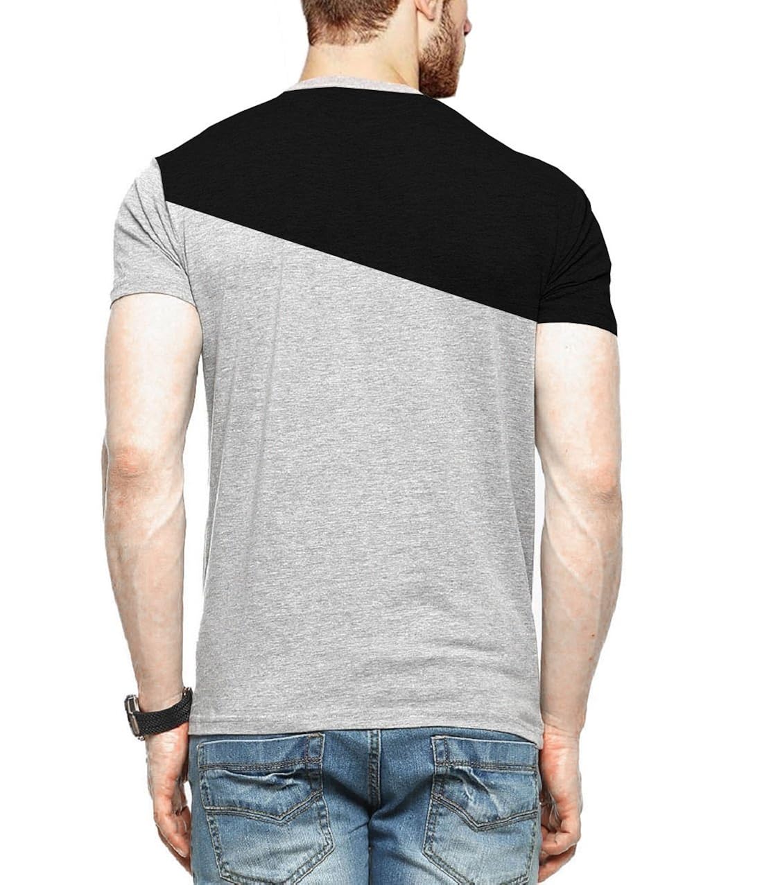 blive men's round neck tshirt grey black