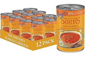 Amy’s Kitchen Organic Chunky Tomato Bisque, Light in Sodium – Gluten-Free, Soy-Free, Tree Nut-Free, Corn-Free, Kosher, 12-pac