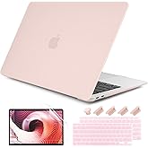 DONGKE for MacBook Air 13 inch Case 2021 2020 2019 2018 Release A2337 M1 A2179 A1932, Plastic Hard Shell Case & Keyboard Cover Compatible with MacBook Air 13 inch Retina Fits Touch ID, Chalk Pink