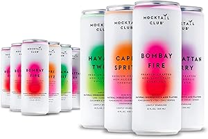 Mocktail Club Variety Pack Non-Alcoholic Sparkling Craft Cocktail - 12x12 Oz Cans | Non-GMO, No Artificial Ingredients, Gluten Free | Bombay Fire, Havana Twist, Manhattan Berry, Capri Spritz