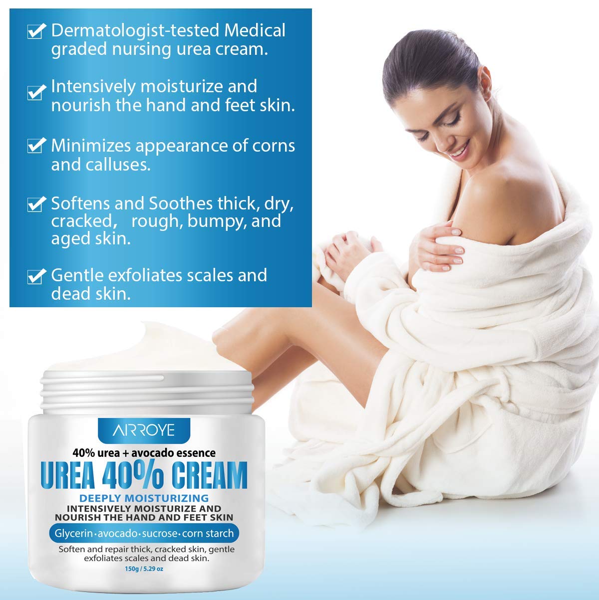 Urea 40% Foot Cream 5.29 oz with Plus Salicylic Acid ‖ Best Callus Remover For Feet, Knees& Elbows ‖ Natural Moisturizes Nourishes Softens Dry, Rough, Cracked, Dead Skin : Beauty