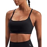 K-Swiss Sports Bras for Women - Light Impact Unadjustable Scoop Neck Thin Strappy Wireless Padded Yoga Workout Gym Tops