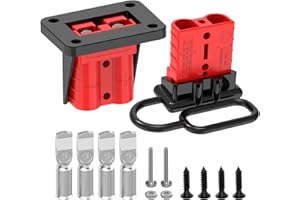 Hilictokt Anderson Connector 50A, 6AWG - 12AWG Battery Quick Connect 12V-36V Anderson Plug Winch Wiring Kit for Winch, RV, Truck & Marine Applications (2-Pack) -RED
