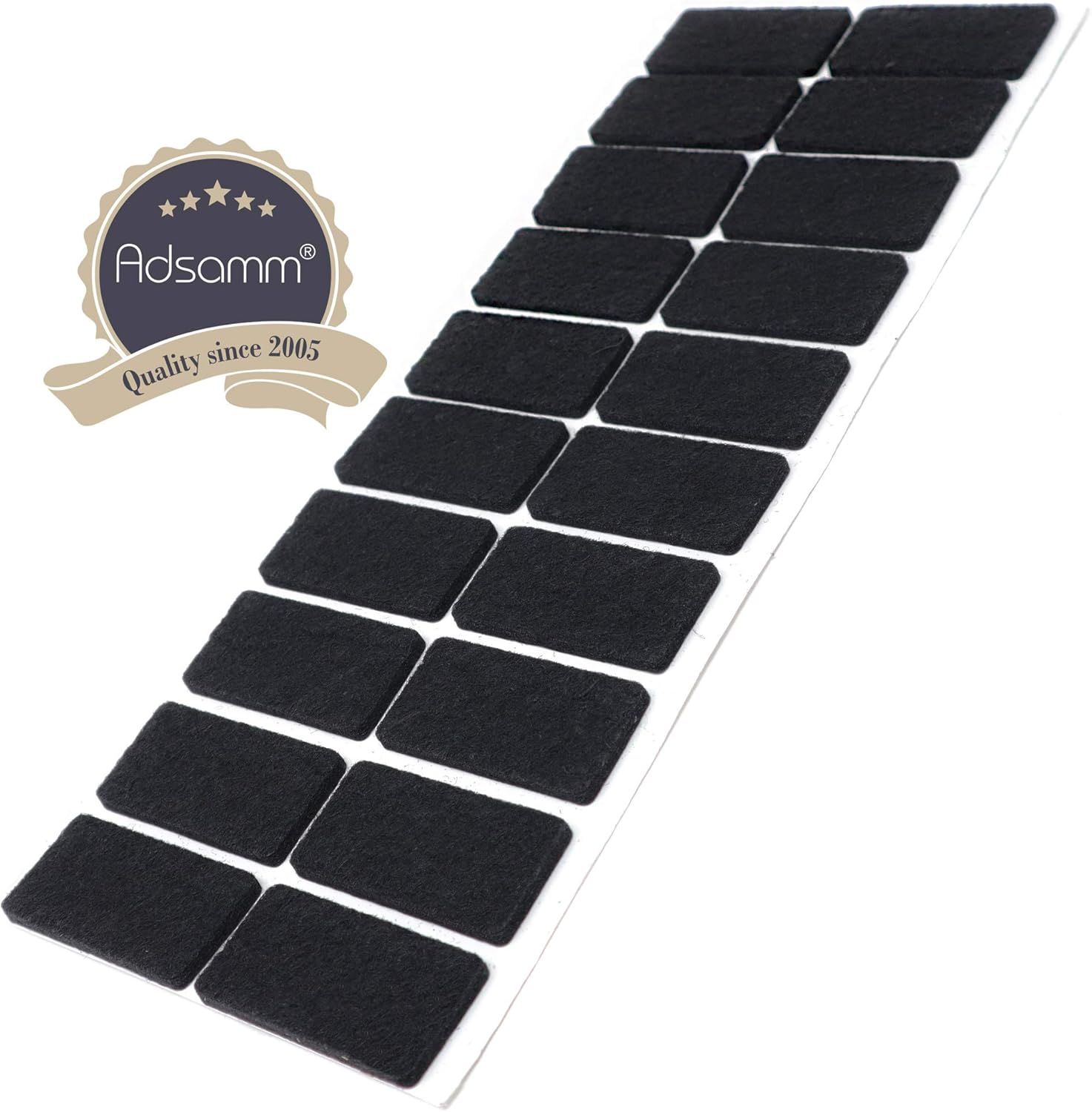 Adsamm® / 20 x self-adhesive felt pads/Black / 0.79x1.57'' (20x40 mm) / rectangular / 0.138'' / 3.5 mm thick stick-on furniture felt glides/Furniture & Chair Glides - Image 3