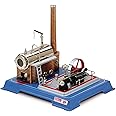 Wilesco D16 16-Steam Engine, 15L Tank Capacity, Nickel Plated, Realistic Smoking Chimney, Hobby Steam Engine, Toy Figure, White With Brass Accents