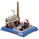 Wilesco D16 16-Steam Engine, 15L Tank Capacity, Nickel Plated, Realistic Smoking Chimney, Hobby Steam Engine, Toy Figure, White With Brass Accents