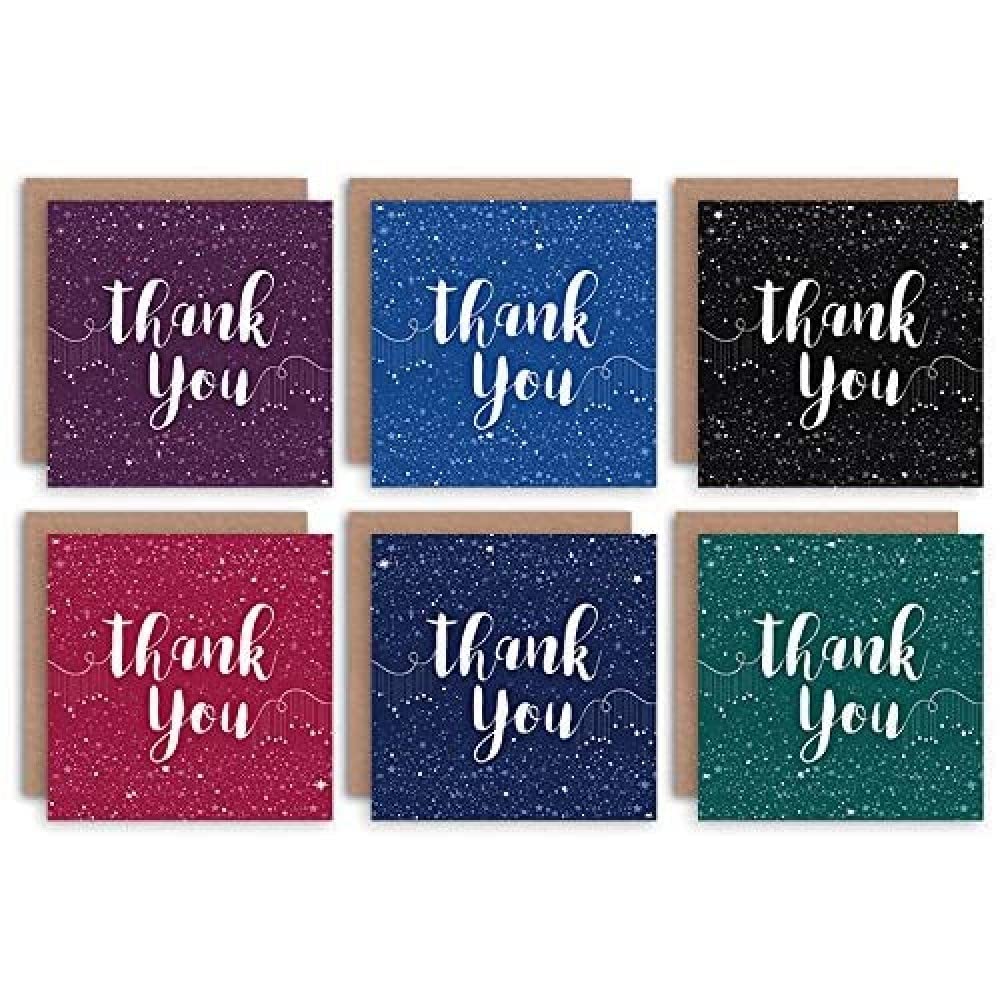 Wee Blue Coo Thank You Cards x6 Dark Pretty Stars Multicoloured (6 Designs) _CS