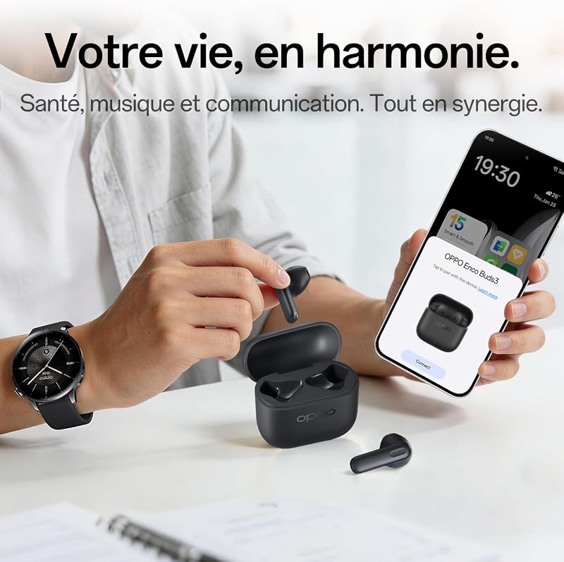 Enco Buds3 Écouteurs Intra-Auriculaires sans Fil, Bluetooth 5.4, IP55 Étanche, 48 h Batterie, AI Translation, 47ms Mode Gaming, Noir