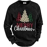 Arvilhill Mens Fleece-Lined Christmas Sweatshirts Raglan Vintage Classic Graphic Pullover (S-3XL)