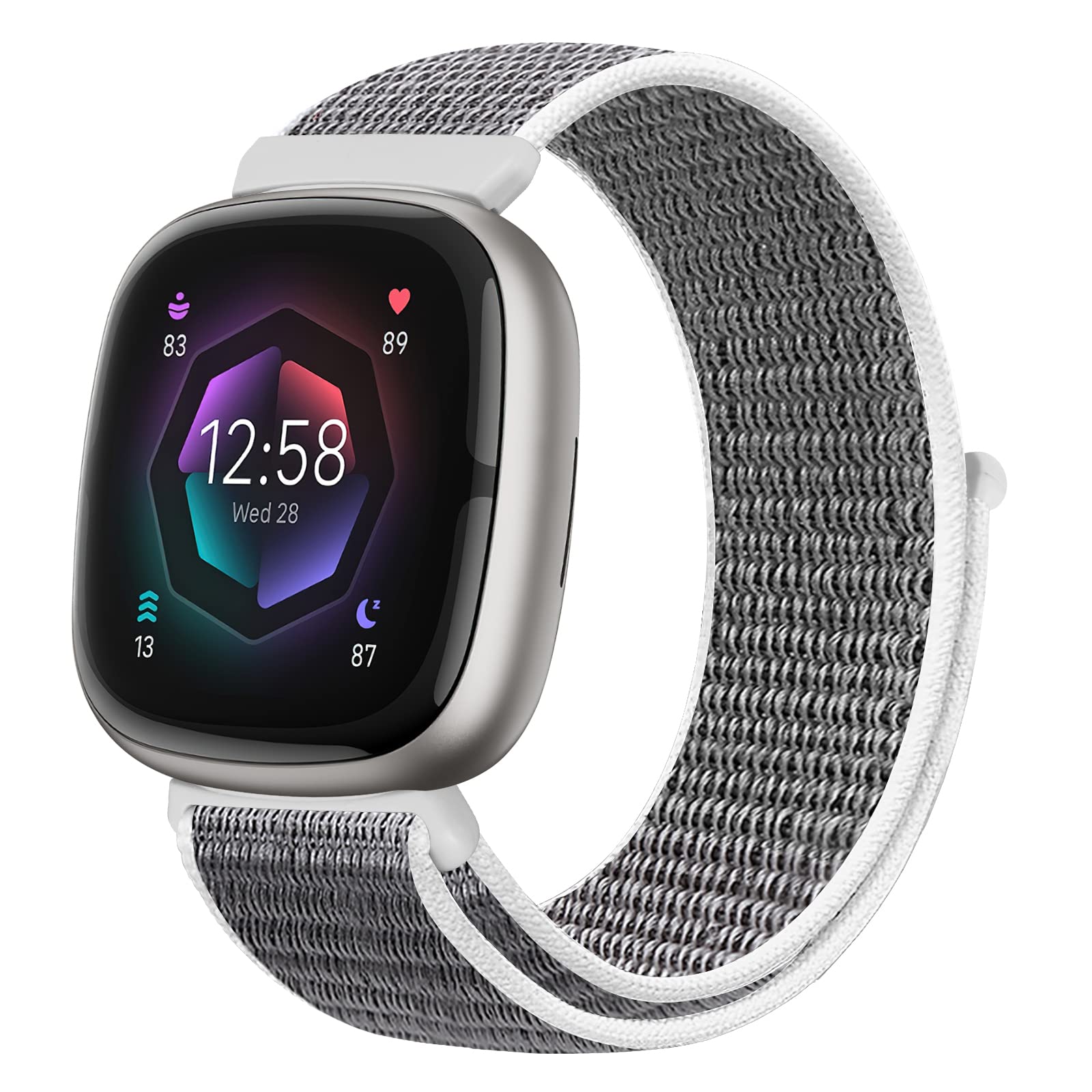 Runostrich Nylon Loop Straps Compatible with Fitbit Versa 4/Sense 2/Versa 3/Sense, Soft Breathable Sport Adjustable Replacement Band Women Man Wristband Accessories