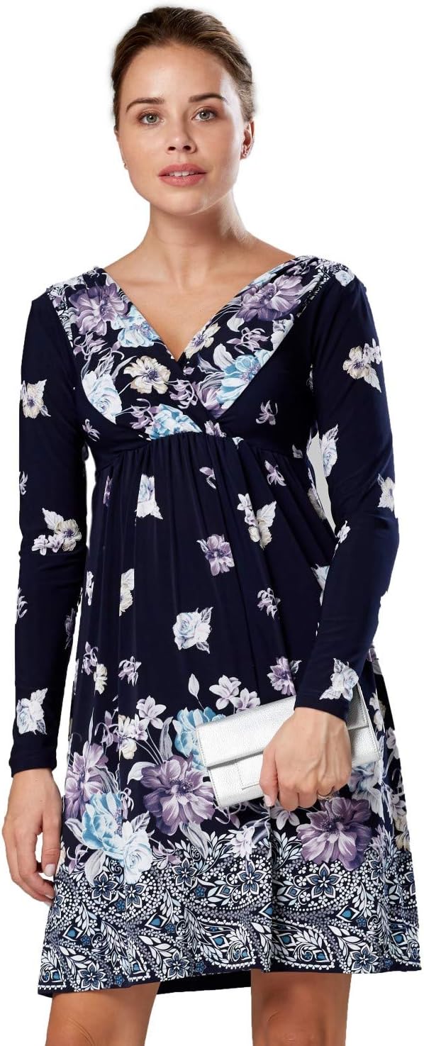 Chelsea Clark. Women's Flared Mini Length Dress Long Sleeves V Neckline.587z