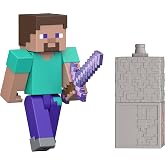 Mattel Minecraft Toys, Steve Action Figure &amp; Accessories | Steve Figure with Accessory &amp; Redstone Building Piece, 3.25-inch Scale Collectible Set Inspired by the Video Game​​