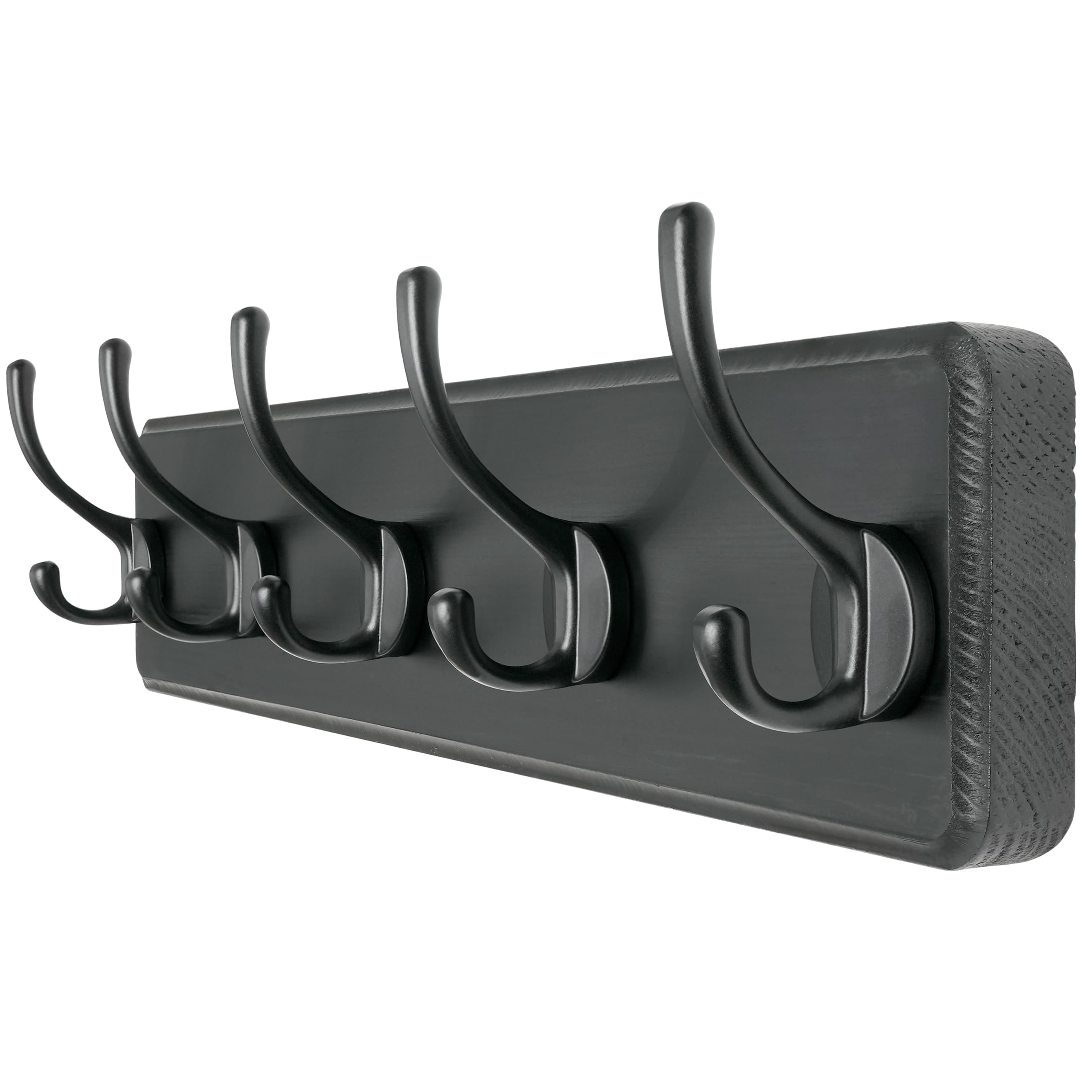 Dseap Coat Rack Wall: Patented, Heavy-Duty, 5-Double-Hooks Wooden Wall Mounted Coat Rack Coat Hanger Hook Rail for Winter Coats Hat Jacket Clothing, Black