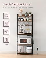 VASAGLE Kitchen Storage Rack with Power Outlet, Rustic Brown & Black view 4