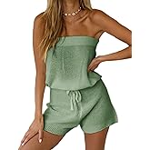 Chang Yun Womens Summer Jumpsuits Casual Loose Sleeveless Off Shoulder Elastic Waist Romper Loungewear Two Piece Outfits