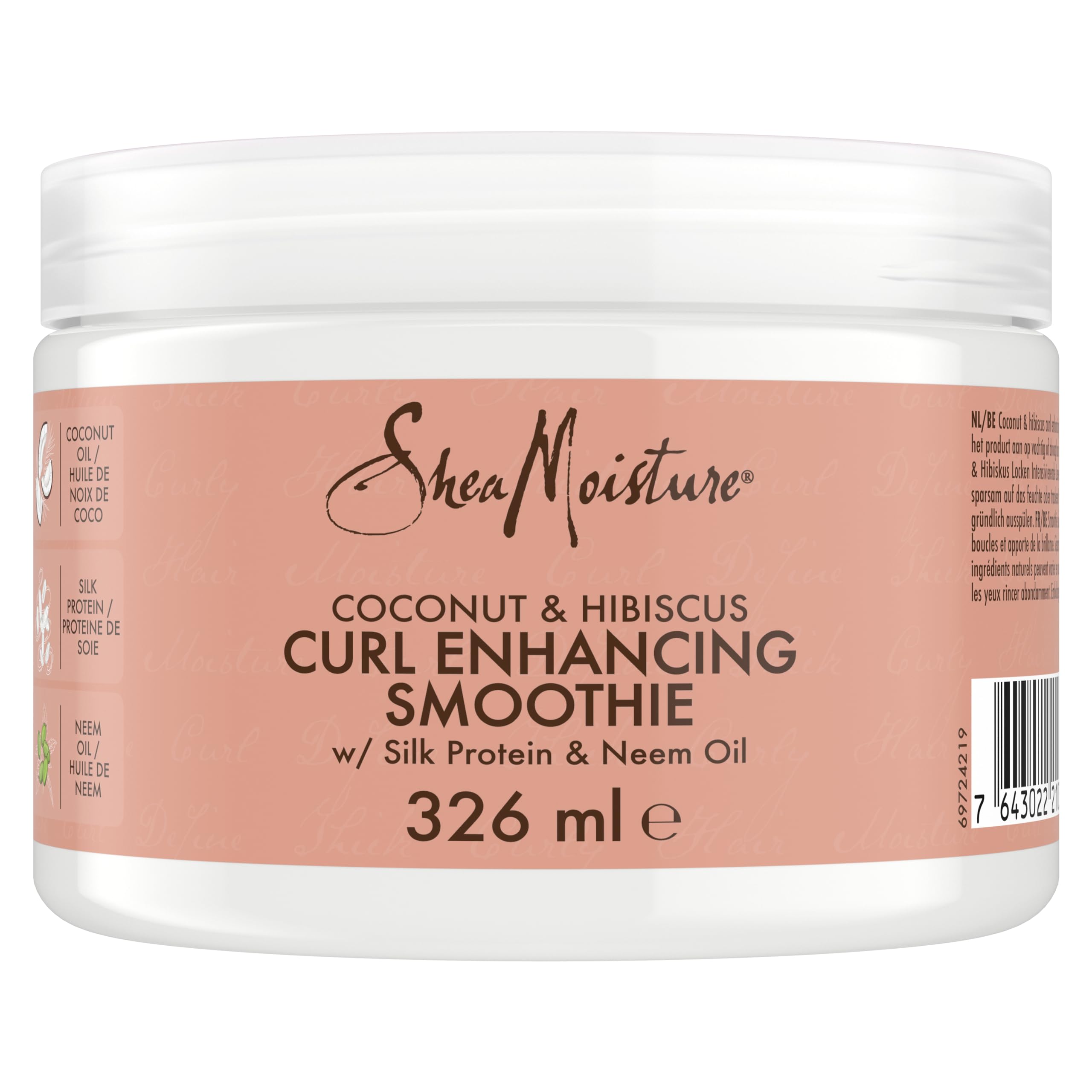 SheaMoisture Coconut & Hibiscus Curl Enhancing Smoothie – Sulphate-Free with Shea Butter, Neem Oil & Silk Protein – Defines Curls, Smooths Split Ends & Adds Shine, For Thick, Curly & Coily Hair 326 ml
