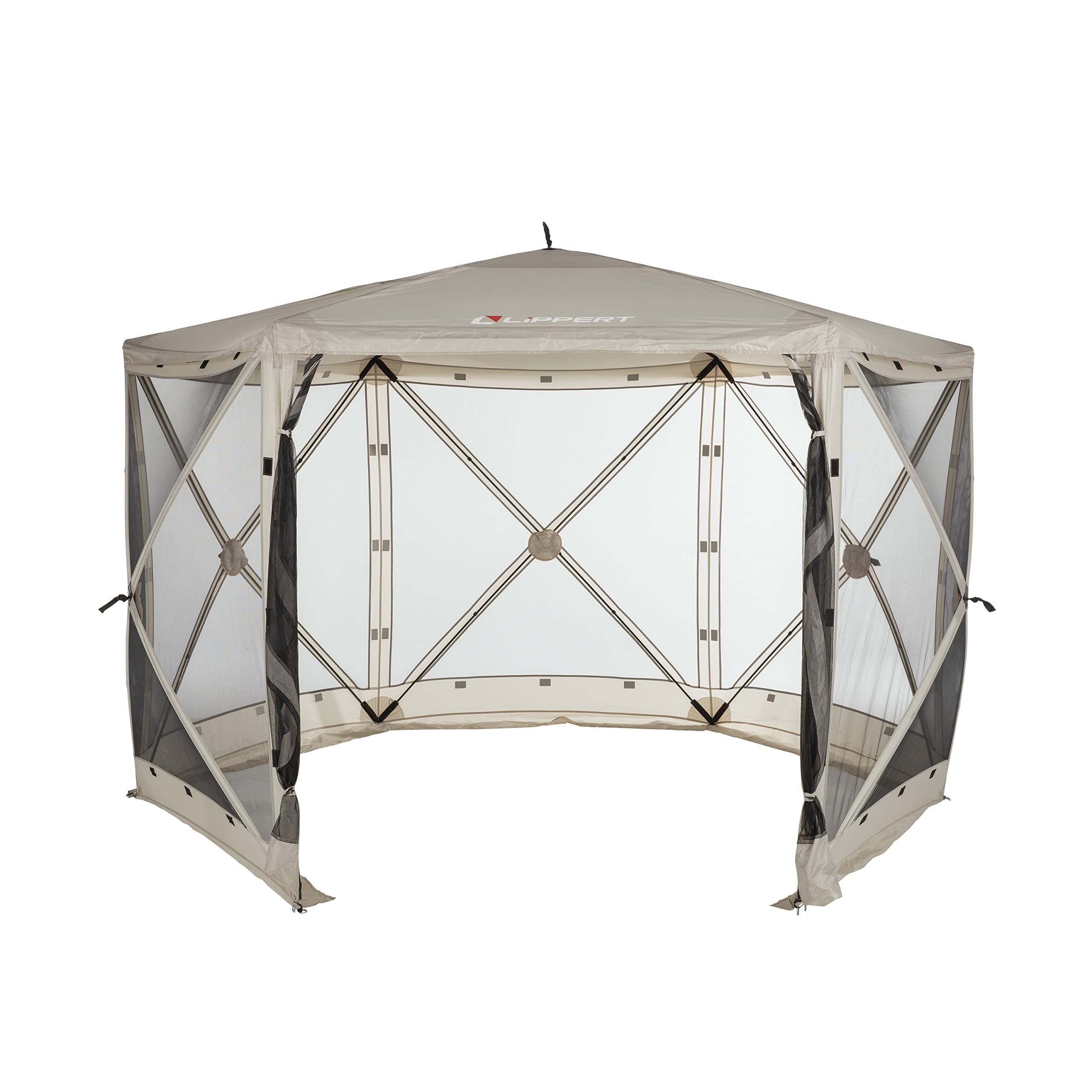 Photo 1 of (small tear in mesh) Lippert Picnic Popup Gazebo Tent for Camping, Patios and Easy Outdoor Shelter - 12' x 12', Brown