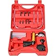 ZEAJSRU 2 in 1 Handheld Vacuum Pump Brake Bleeder Kit for Motorcycle 16 pcs Brake System Bleeding Tools with Gauge Adapters Automotive Brake Fluid Bleeding Set for Bike Car Truck (16pc2Red)