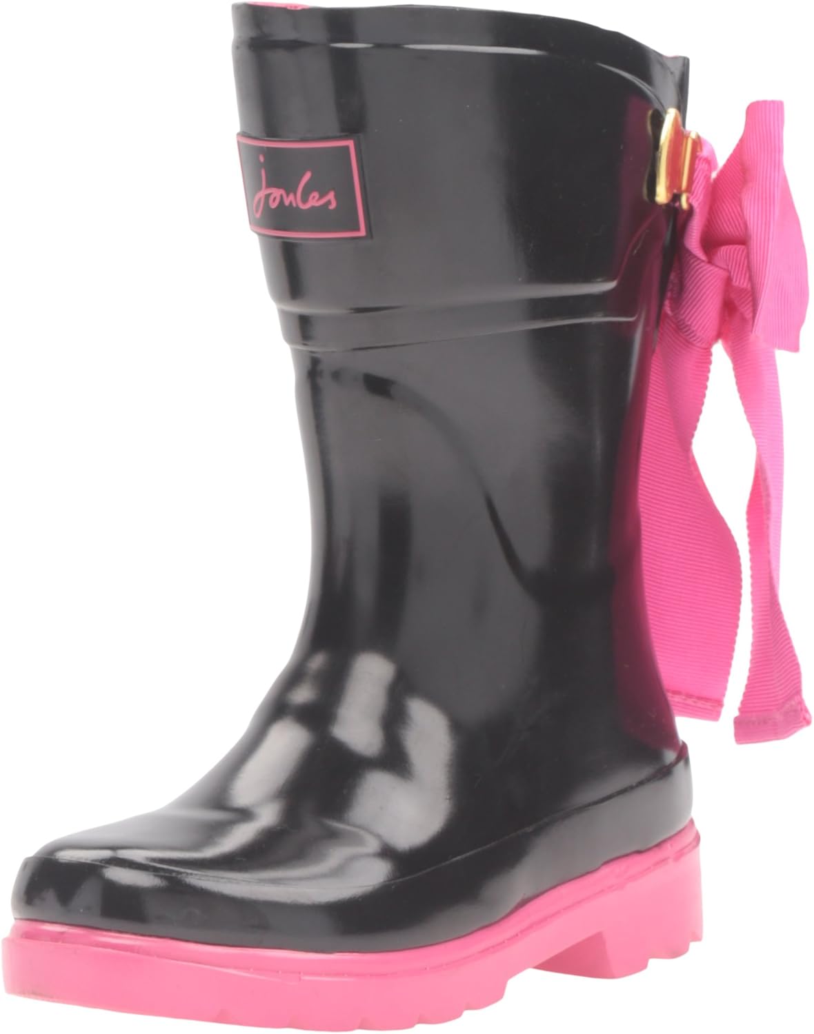 Joules Girls’ Bow Welly Wellington Boots, Black (Black), 13 UK Child