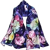 100% Mulberry Silk Scarf for Women Neck Oblong Headscarves Long Floral Print Lightweight Silk Wraps Shawls 67"*20"